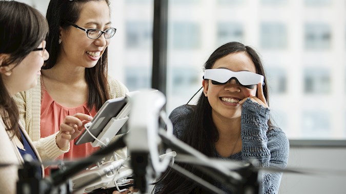 Woman wearing VR glasses